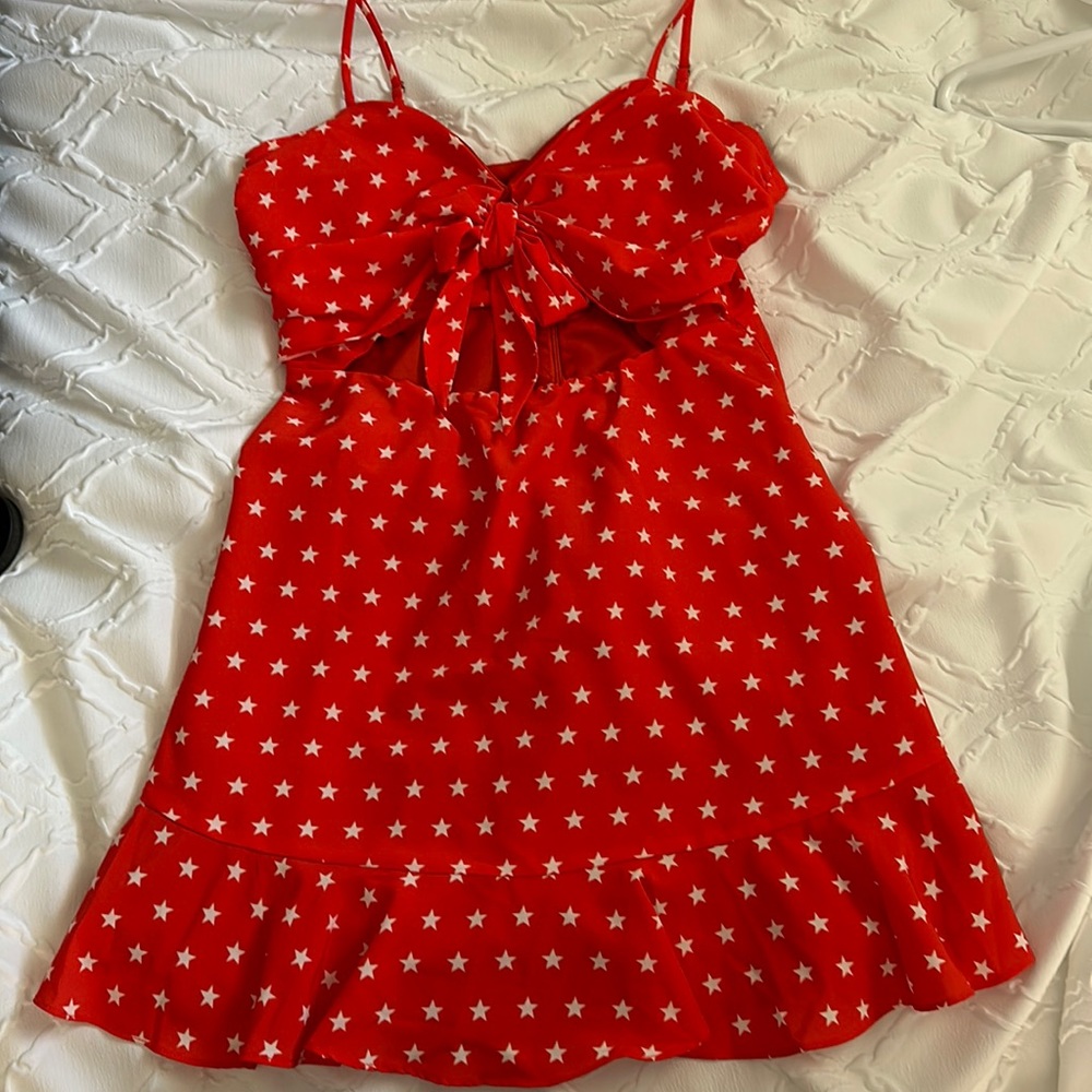 Red Star Patterned Dress